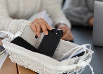 Putting phones into a basket