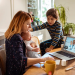 Woman with children accessing virtual health care