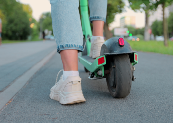 Woman on e-scooter