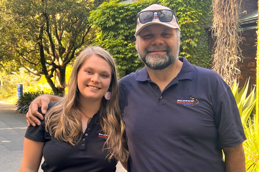 Bookabee Australia's Iteka Sanderson-Bromley and her dad, Haydyn Bromley.