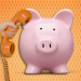 piggy bank with large phone pressed to its ear by a hand