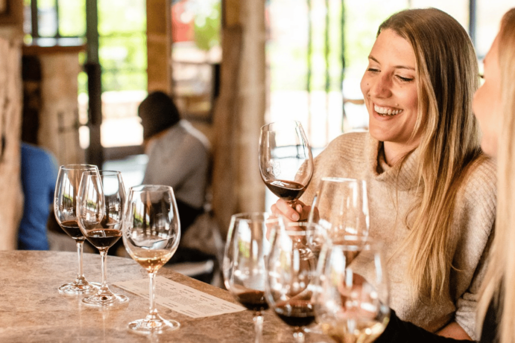 Guests enjoying a wine taasting at Maxwell Cines cellar door