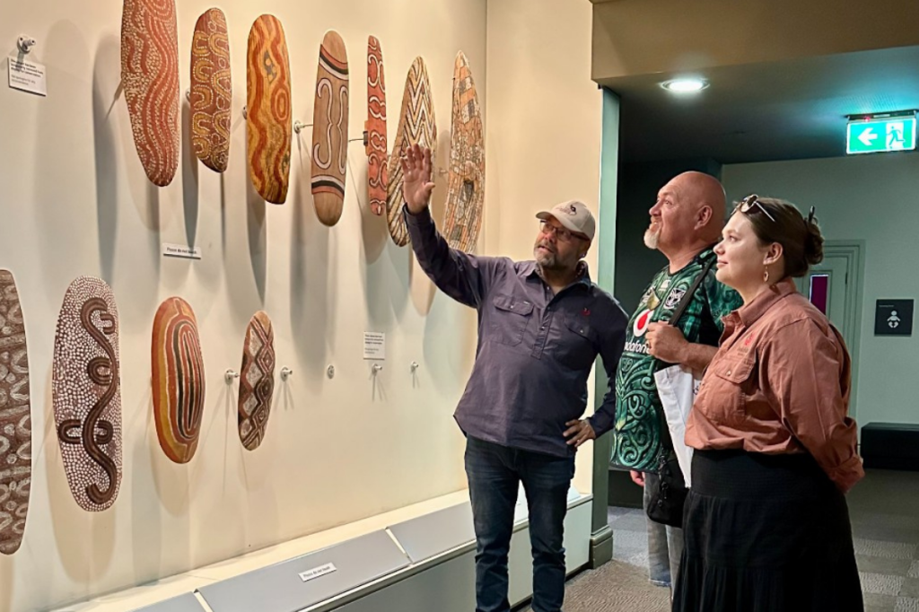 Hadyn Bromley conducts an Aboriginal cultural tour through the South Australian Museum