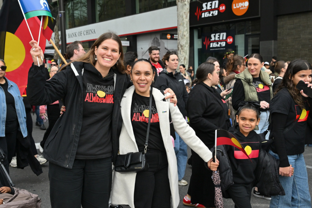 Two friends at the NAIDOC SA 2025 March.