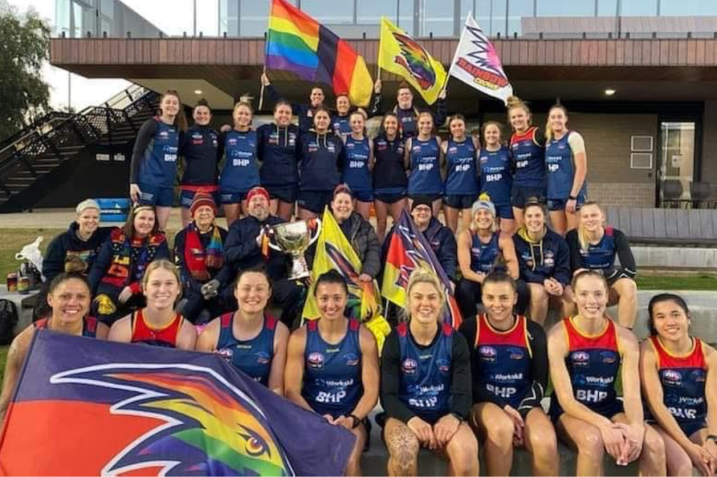The Rainbow Crows football team, who are 2026 finalists for the South Australian Pride Awards.