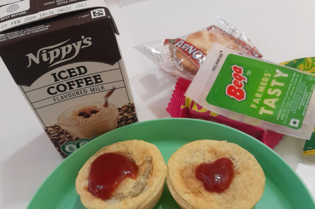 post-donation snacks including iced coffee and party pies.