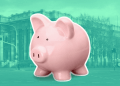 Piggy bank in front of South Australia's Parliament House.